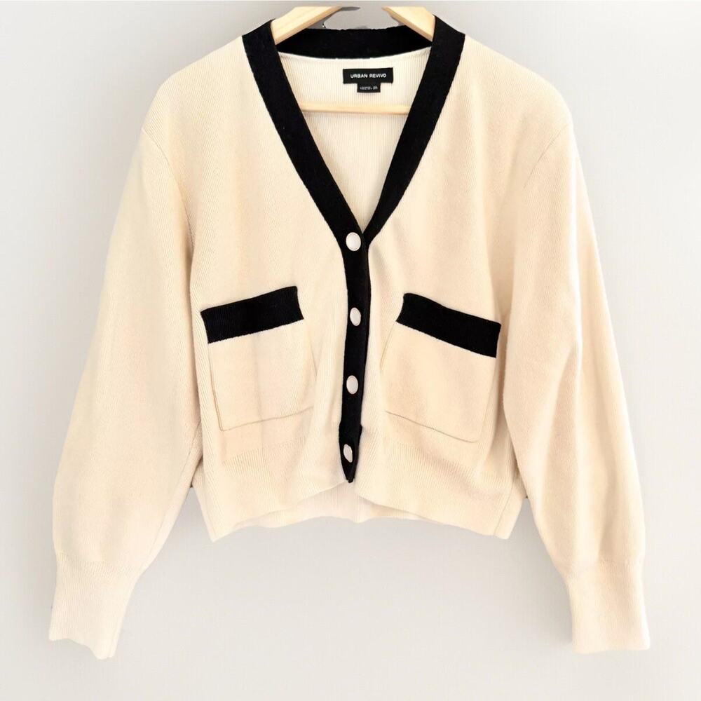 Urban Revivo Cream and Black Women's Sweater
